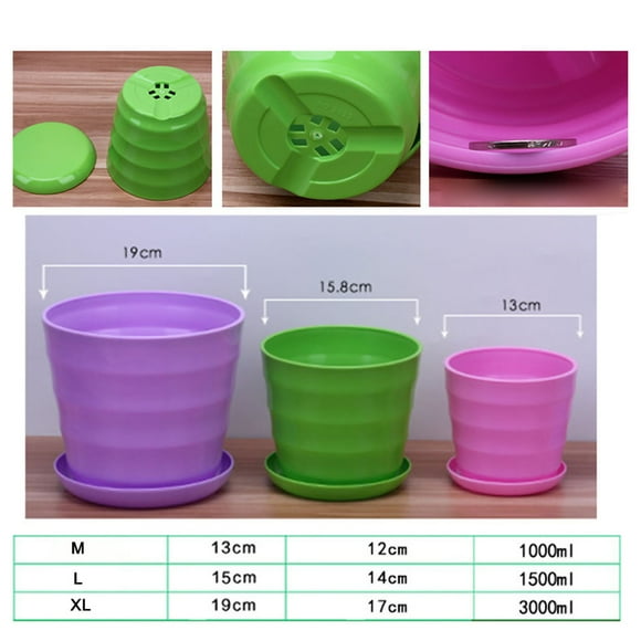 Round Plant Pot Round Planter Indoor Flower Plant Pot Flower Pot Flexible Round Modern Planter With Removable Tray For Gardening Office Balcony Purple L