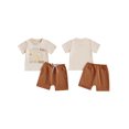thumbnail image 2 of Toddler Baby Boys Summer Outfits 6 12 18 24 Months 2T 3T Letter Digger Print Round Neck Short Sleeve T-Shirts Elastic Waist Shorts 2Pcs Clothes Set, 2 of 9
