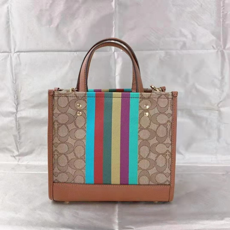 Coach Dempsey Tote 22, Signature Jacquard, Khaki Redwood Multi