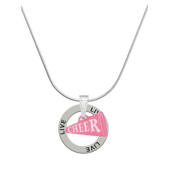Delight Jewelry Acrylic 3/4" Pink Cheer Megaphone Live Ring Charm Necklace, 18"