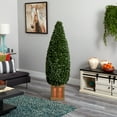 thumbnail image 2 of Nearly Natural 5ft. Boxwood Cone Topiary Artificial Tree with Decorative Planter, 2 of 3