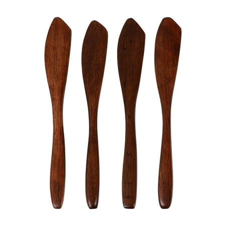 

4pcs Wooden Butter Knives Cheese Spreader Jam Knives Cake Knives Kitchen Tool