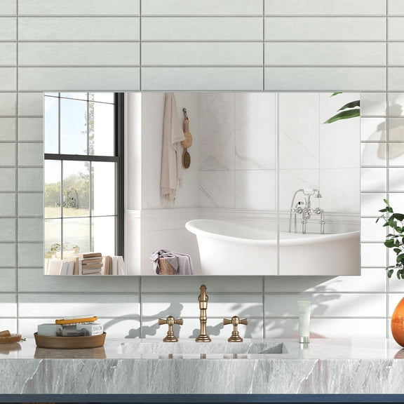 Caulitar Large Bathroom Medicine Cabinet 3 Doors Wall Mounted Mirror Cabinet with Shelves