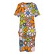 thumbnail image 4 of Vestido Retro de flores de jardín para mujer patrón Floral de primavera Azul Naranja Lima rosa negro bolsillo suelto 60s 70s Verano, 4 of 7