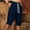 Navy, variant on Mens Casual Soft Cotton Linen Long Shorts Knee Below Sport Running Lounge Work Shorts Capri Pant Size 2XL Beige