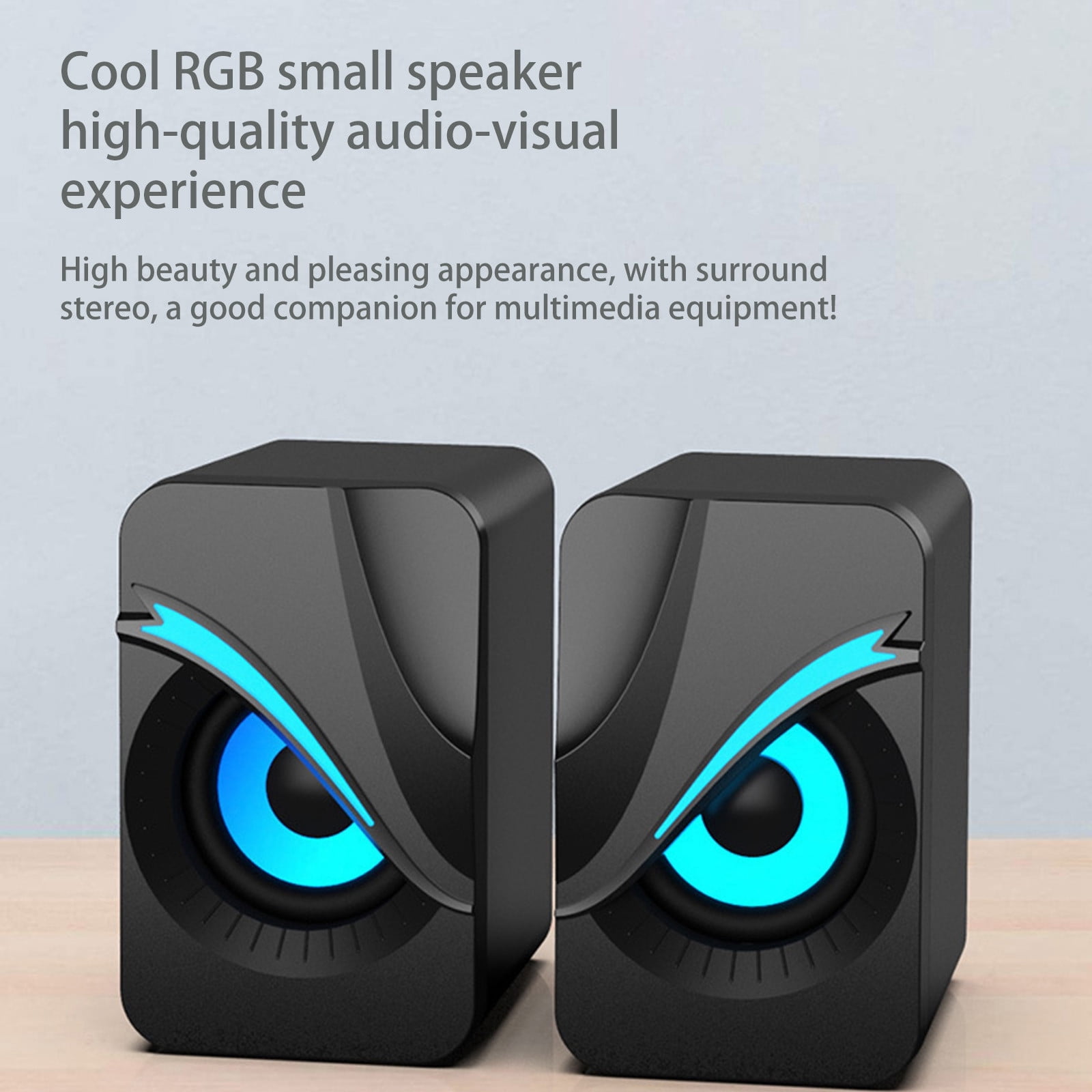 Nkmbld Home Audio Subwoofers Light Emitting Computer Speaker USB Mobile Phone Laptop Desktop Mini Speaker Hifi Stereo Sound Cable Subwoofer Computer Audio, Father's Day Gifts, Black
