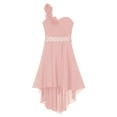 thumbnail image 4 of YONGHS Kids Flower Girls One-Shoulder Bridesmaid Wedding Dress Pink 12, 4 of 5