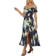 thumbnail image 4 of Vestidos florales INSPIRE CHIC para mujer, vestido midi de playa sin hombros de verano XS azul oscuro, 4 of 6