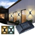 thumbnail image 1 of Fiudx Aplique Solar de Pared, Iluminación Exterior de 4 Lados, Resistente Al Agua Ip65, Decoración Moderna para Jardín, Patio o Porche, Fácil Instalación, Luz Cálida, Tamaño 12 X 6,3 X 3 Cm, 1 Paquet, 1 of 7