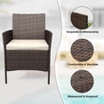 thumbnail image 6 of 3-Piece Rattan Patio Bistro Set, All-Weather PE Rattan Furniture with 2 Chairs & Coffee Table, Soft Cushions, Weather-Resistant for Balcony, Backyard, Porch, 6 of 26