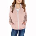 thumbnail image 6 of Jinhomg Thin Hooded Jacket for Kids Loose Fit Casual Solid Color Sweatshirts Little Girls Comfy Long Sleeve Zip Up Fall Winter Hoodies with Pockets Pink 4 Years, 6 of 9