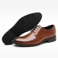 thumbnail image 4 of Hinvhai Mens Oxford Shoes PU Leather Dress Shoes Brown 8(41), 4 of 5