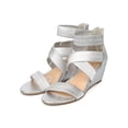 thumbnail image 5 of Liliana EK91 Women Metallic Open Toe Criss Cross Elastic Low Wedge Sandal, 5 of 5
