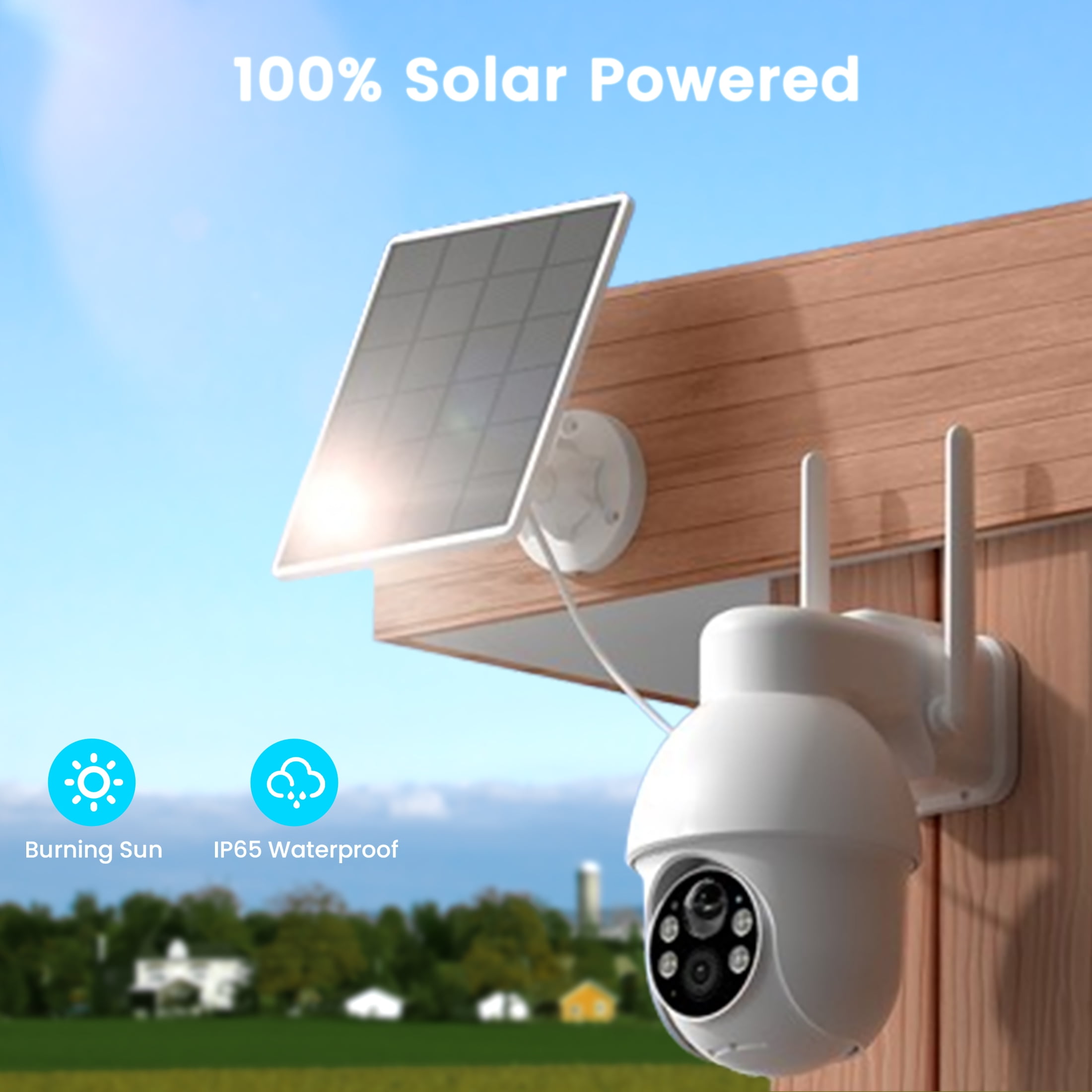 ieGeek 5MP 360° View Solar Security Cameras WiFi Outdoor, Color Night Vision, Waterproof