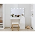 thumbnail image 6 of HOMEFORT Vanity Desk with Large HD Mirrors and Lights, Makeup Dressing Table with Outlet, Vanity Station with 3 Color Lighting, Adjustable Brightness, Big Drawer and Cabinet for Women Bedroom, White, 6 of 8
