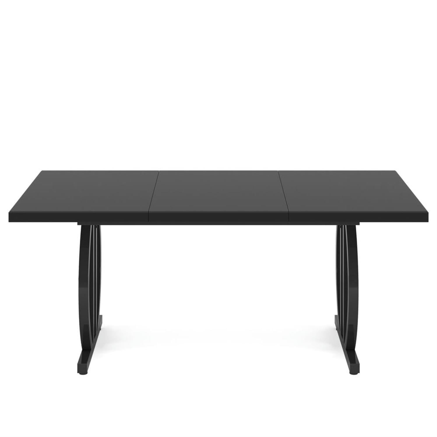 Demi Bonn 63" Executive Computer Desk with Metal Geometric Base, Modern Duty Study Writing Gaming Table for Home Office, Rectangle Conference Table, Black