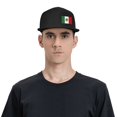 thumbnail image 6 of DouZhe Flat Brim Cap Snapback Hat, Mexican Mexico Flag Prints Adjustable Black Adult Baseball Cap, 6 of 7