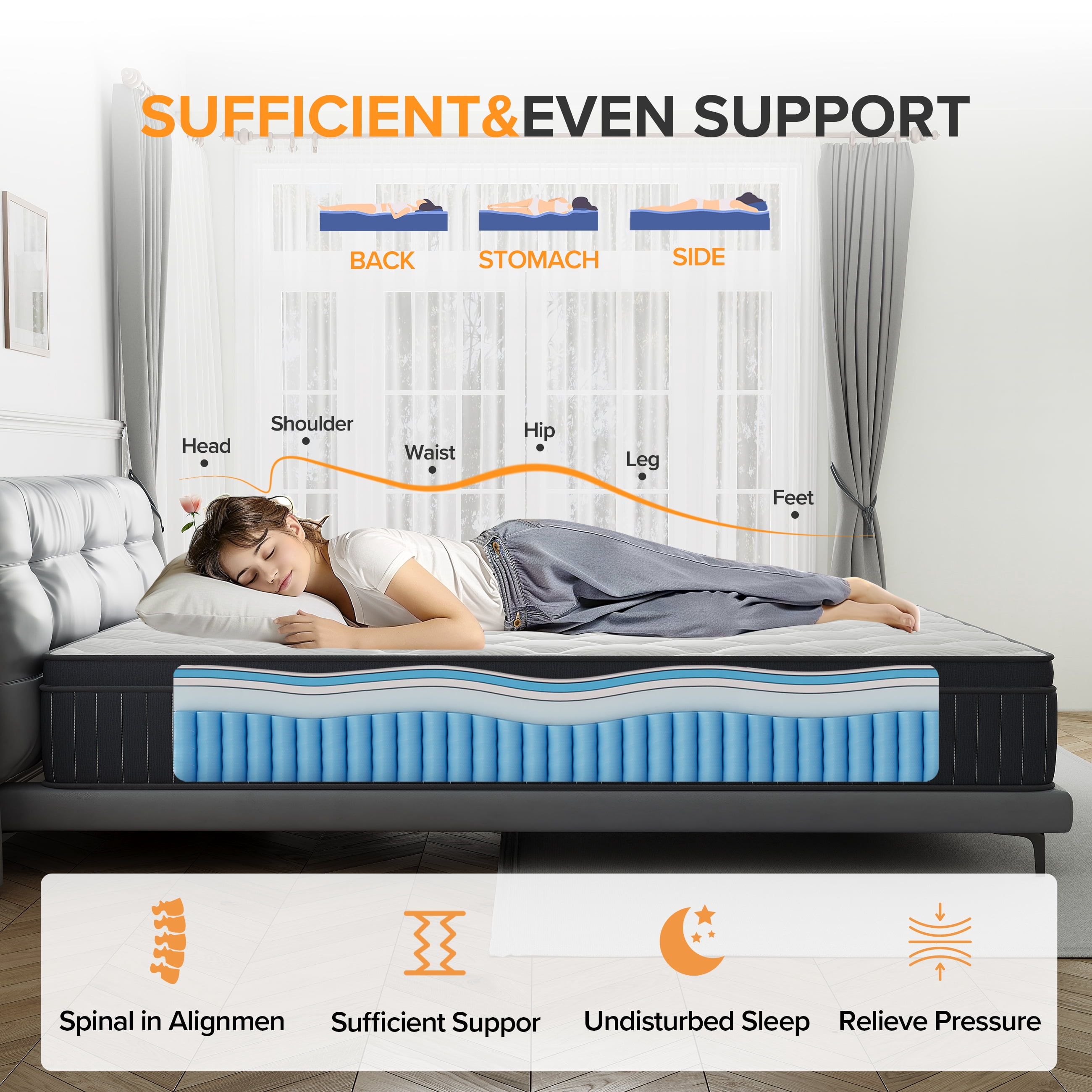 Twin Mattress, Babo Care 12 Inch Hybrid Mattress with Cooling-Gel Memory Foam and Individually Pocket Innerspring , Twin Bed Mattress in a Box, CertiPUR-US Certified, Medium Twin Size Mattress