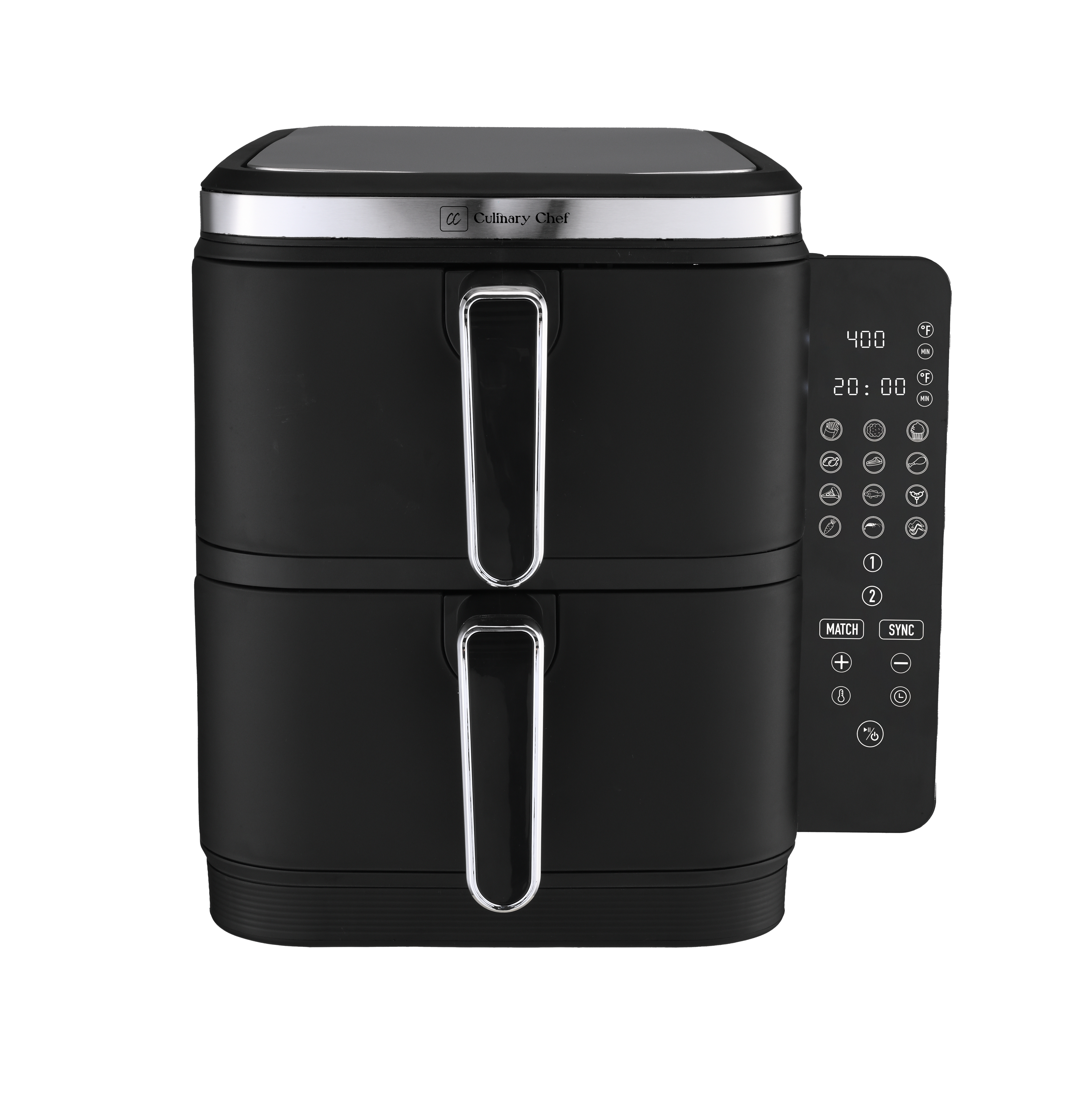 Culinary Chef 11.6 Qt./11 L Double Stack Digital Air Fryer, 1800 Watt Dual Chamber Air Fryer, Black