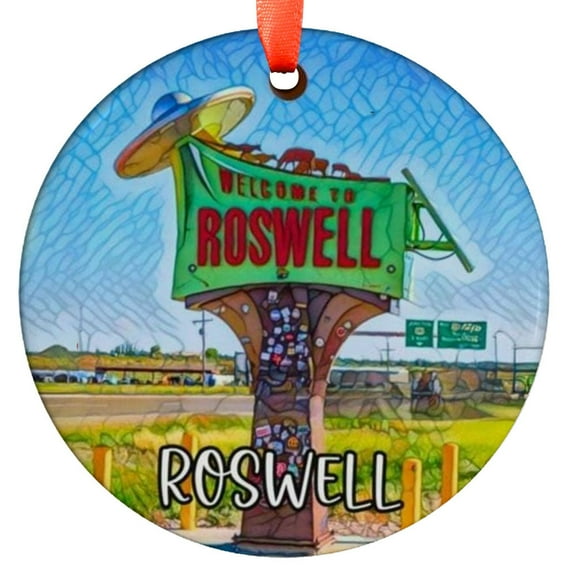 Custom Roswell New Mexico Ornament | Faux |Unique Souvenir |Vacation Travel Gift | Holiday |Christmas Decor, Holiday Keepsake, Xmas Tree Hanging Decoration, Seasonal Gift Idea, Col