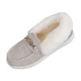 thumbnail image 2 of SYMOID Warm Stylish Womens White Faux Faux Fur Loafers - Comfortable Flock Upper with Metal Chain Embellishment, Autumn Winter Casual Shoes Size 36-43,Size 37, 2 of 6