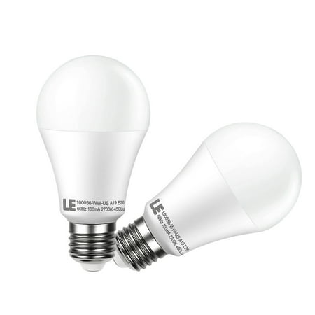 Lighting EVER 7W A19 E26 LED Bulbs, 450lm Warm White 2700K LED Light Bulbs, 40W Incandescent Bulbs Equivalent 2
