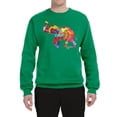 thumbnail image 2 of Wild Bobby, Colorful Walking Good Luck Elephant Animal Lover Unisex Crewneck Graphic Sweatshirt, Kelly, 2XL, 2 of 3