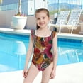 thumbnail image 4 of Girls Ruffled One Piece Swimsuit Summer Beach Vacation Swimwear Tank Swimsuit Flowers and Zebra Print, 4 of 8