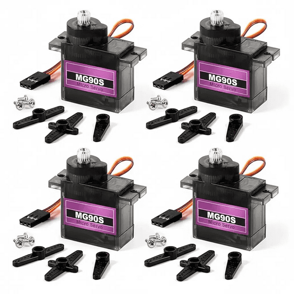 MG90S 9G Micro Servo Motor Metal Geared Motor Kit for RC Car Robot Helicopter, Mini Servos for Arduino Project (4pcs)