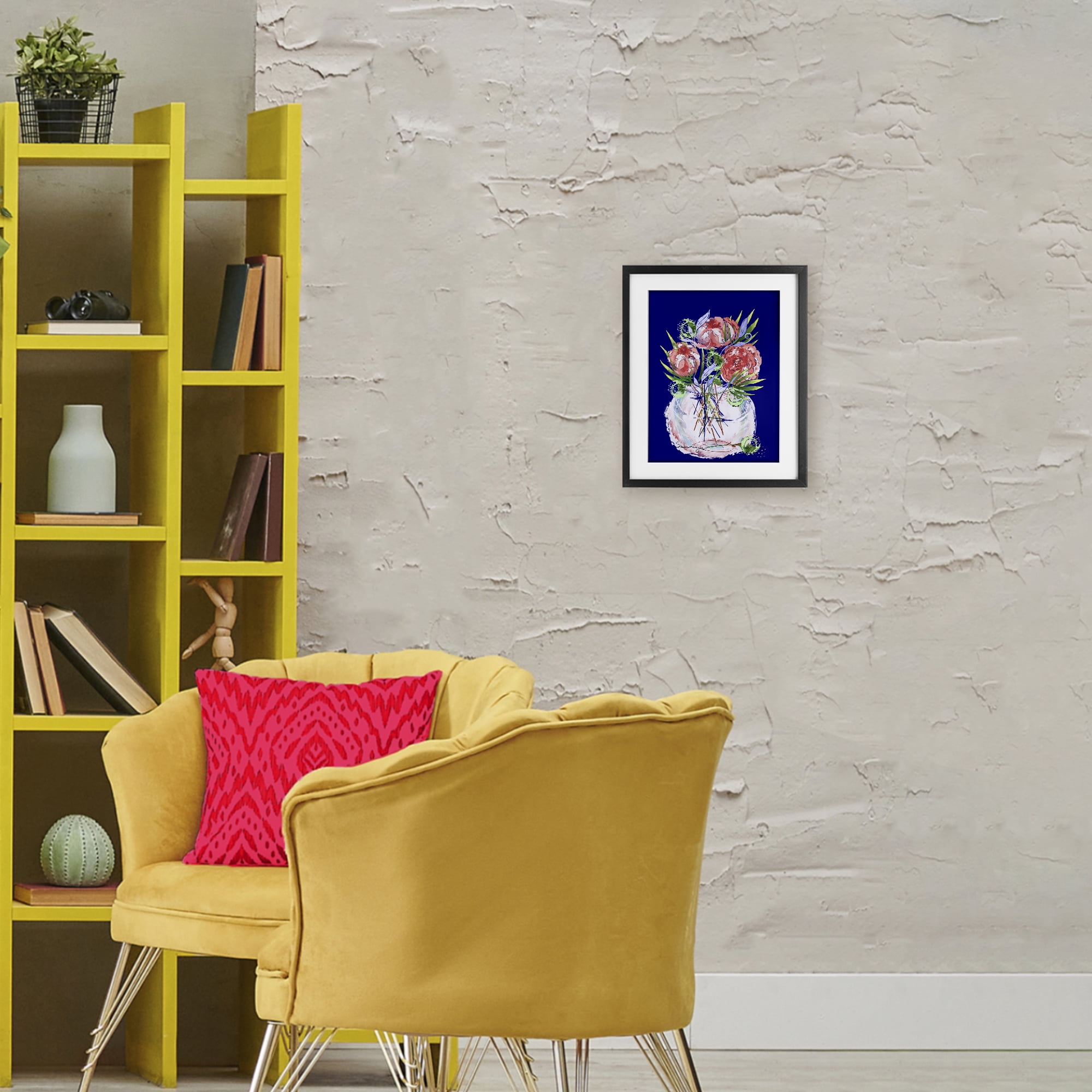 Stupell Industries Florals In Milk Glass Black Framed Print Under Glass, design by Susan Lugar