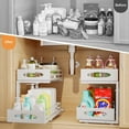 thumbnail image 5 of Under Sink Organizer, 2 Tier Under Sink Organizers and Storage, Adjustable Height, Slide Out Metal Cabinet Organizers, Pull Out Cabinet Storage Drawer Shelf for Kitchen Bathroom Black, 2 Pack, 5 of 10