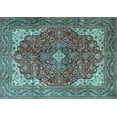 thumbnail image 1 of Ahgly Company Indoor Rectangle Medallion Light Blue Traditional Area Rugs, 7' x 9', 1 of 4
