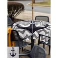 thumbnail image 5 of Square Outdoor Tablecloth With Umbrella Hole And Zipper– Black Nautical Anchor Waterproof Patio Table Cover for Party, Picnic, Backyard, 54"x54" , Gray Waves Stripes, 5 of 8
