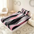 thumbnail image 5 of Manfei Abstract Wave Stripe Twin Sheets, Pink Black White Bedding, Pink Reversible 3-Piece1 Flat Sheet + 1 Fitted Sheet + 1 Pillowcase, 5 of 6