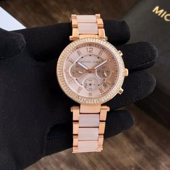 Michael Kors, Women's Parker Two-Tone Watch, rose gold stainless
