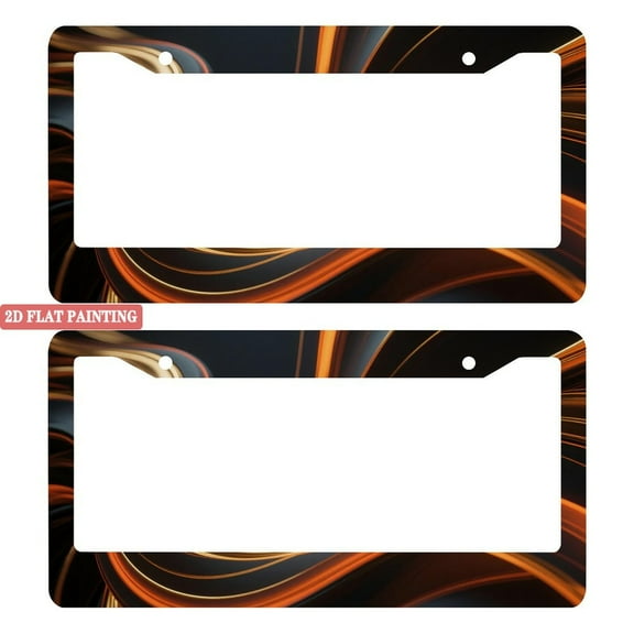 2Packs License Plate Frames with Orange & Black Gradient Stream Pattern Design Includes Screws & Caps Full Accessories Included Size 6. 3x12. 2inch(16x31cm)