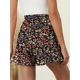 thumbnail image 6 of TEMOFON Summer Shorts for Women Elastic Waist Loose Beach Shorts with Pocket Floral Black Red Ruffle S, 6 of 8