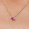 thumbnail image 3 of Gem Stone King 14K Yellow Gold Pink Moissanite Pendant Necklace for Women | 1.00 Cttw | Gemstone Birthstone | Round 6.5MM | With 18 inch Chain, 3 of 6