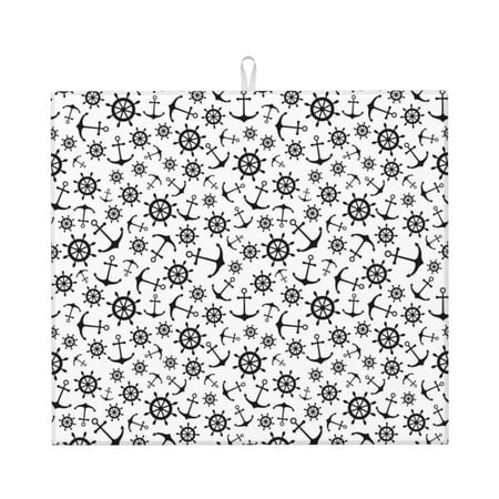 

Pofeuu Nautical Themed Simple Anchors Print Ultra Water Absorbent Microfiber Dish Drying Mat Drying Mat for Kitchen Kitchen Counter Accessories