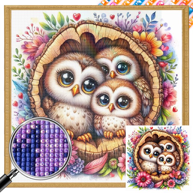 Diamante AB parcial diamante búho serie Animal diamante resina 40*40CM tamaño lienzo 45*45cm Likrtyny
