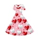 thumbnail image 5 of Vestido de manga corta con cuello en V para niña, estampado de manga corta, falda con cuello doblado y cintura mediana y grande, de poliéster., 5 of 6