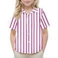 thumbnail image 4 of Chemise d'Uniforme Scolaire à Manches Courtes pour Enfants, Imprimé à Rayures avec Poche, Mélange de Polyester, Col Rond, Coupe Décontractée, Tissu Respirant, 4 of 7