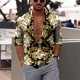 thumbnail image 1 of Camisa de moda para hombre con estampado de llamas y chispas en HD, con solapa, para exteriores, calle, manga larga, botones, ropa estampada, nueva, 1 of 6