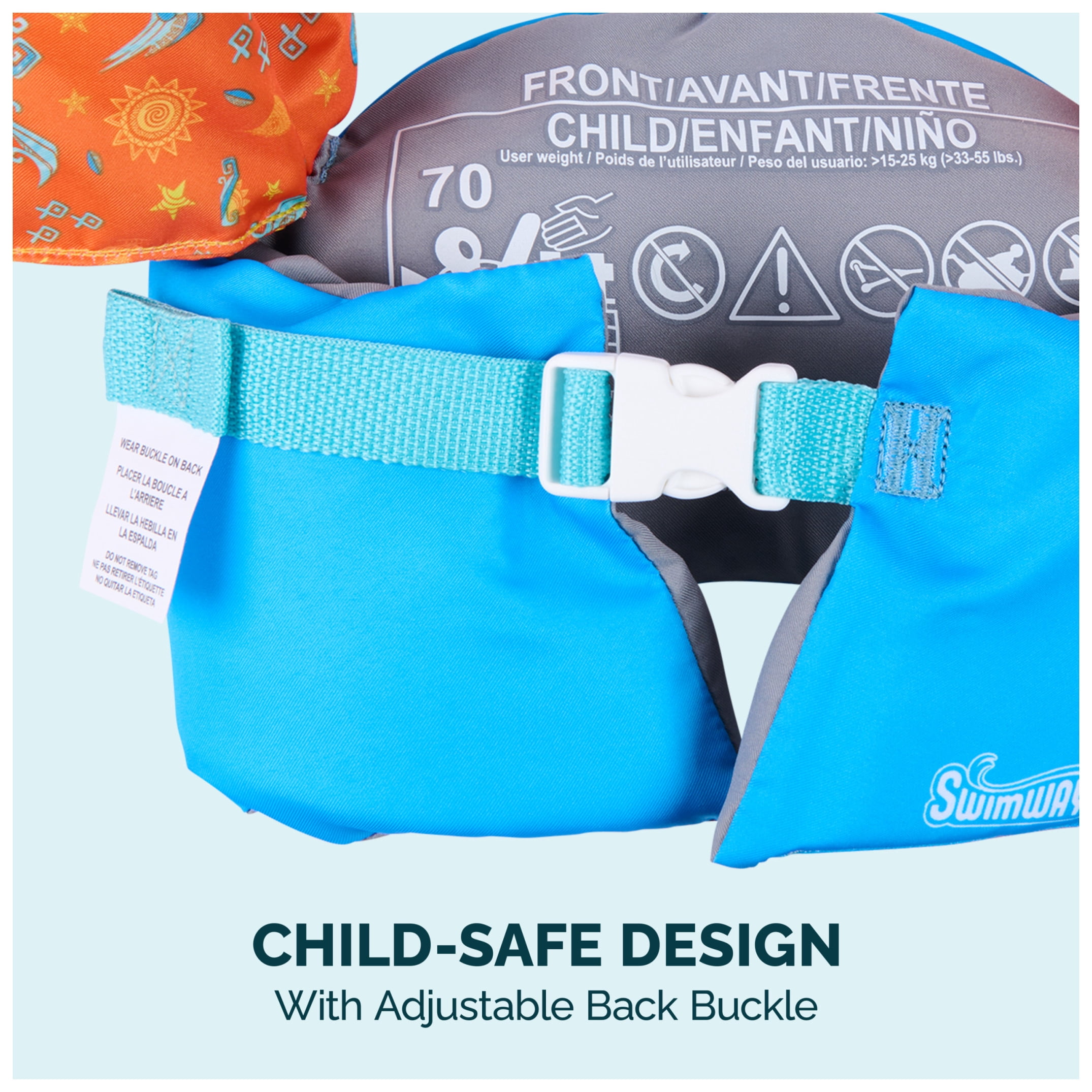 SwimWays Disney Moana Swim Trainer, USCG Approved Training Life Vest for Kids 33-55 lbs