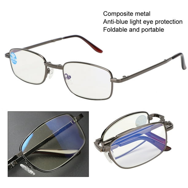 Gafas De Lectura Azules Con Bloqueo De Luz Azul, Antifatiga, Gafas Presbiópicas Plegables, Gafas Para Hombres Y Mujeres+marco Negro 400