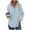 Light Blue, variant on Sweatshirt Hoodie for Women Striped Long Sleeve Quarter Button V Neck Lightweight Casual Loose Pullover