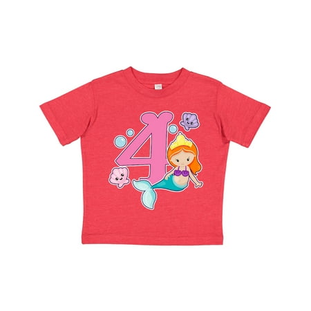 

Inktastic I Am 4 Years Old Birthday with Mermaid Gift Toddler Toddler Girl T-Shirt