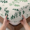 thumbnail image 3 of Full Size Fitted Sheet Set - Sage Green Botanical 3 Piece Bedding Sets 16" Deep Pocket Fitted Sheet with 2 Pillowcases Rustic Country Spring Floral Summer Leaf Brushed Microfiber Hotel Bed Sheets, 3 of 9