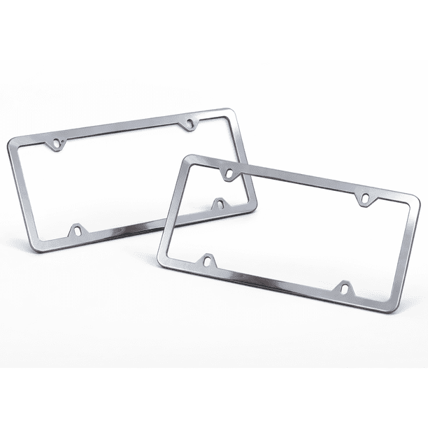 Porta Placas de Aluminio Cromado 2 Piezas | Marco para Placa de Auto con Tornillería | Ajuste Universal