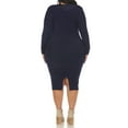 thumbnail image 3 of White Mark Women's Plus Size Long Sleeve Rib Midi Sweater Dress, 3 of 6